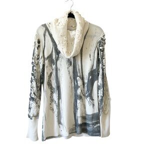 Vintage Y2K Alberto Makali Cowlneck Abstract Print Wool Blend Sweater